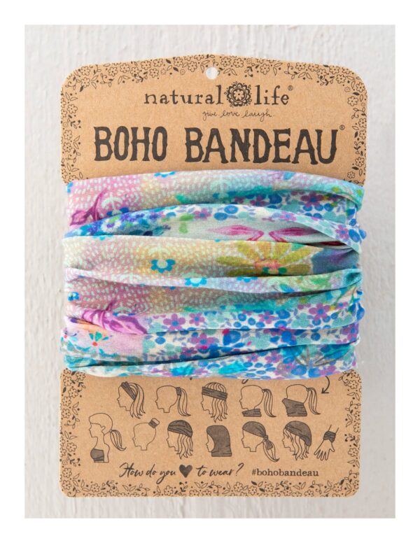 Brede licht blauwe Boho bandeau haarband