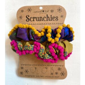 PomPon scrunchies set, happy colors