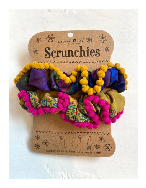 PomPon scrunchies set, happy colors