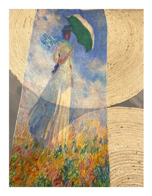 Schilderij sjaal, Vrouw met parasol
