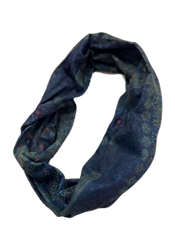 donker blauwe Boho Bandeau haarband en bandana sjaaltje