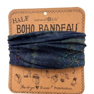 donker blauwe Boho Bandeau haarband en bandana sjaaltje