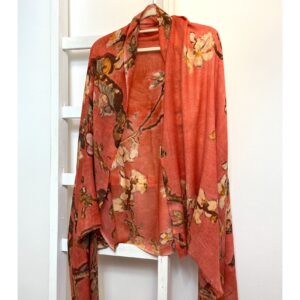Oranje Otracosa shawl met bloesem takken