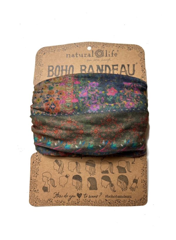 Bruine Boho bandeau haarband in patchwork stijl