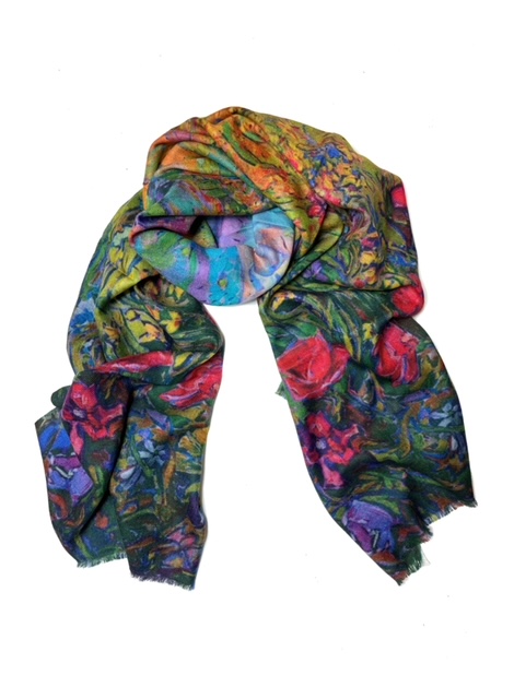 Gekleurde Otracosa sjaal van dunne wol en zijde