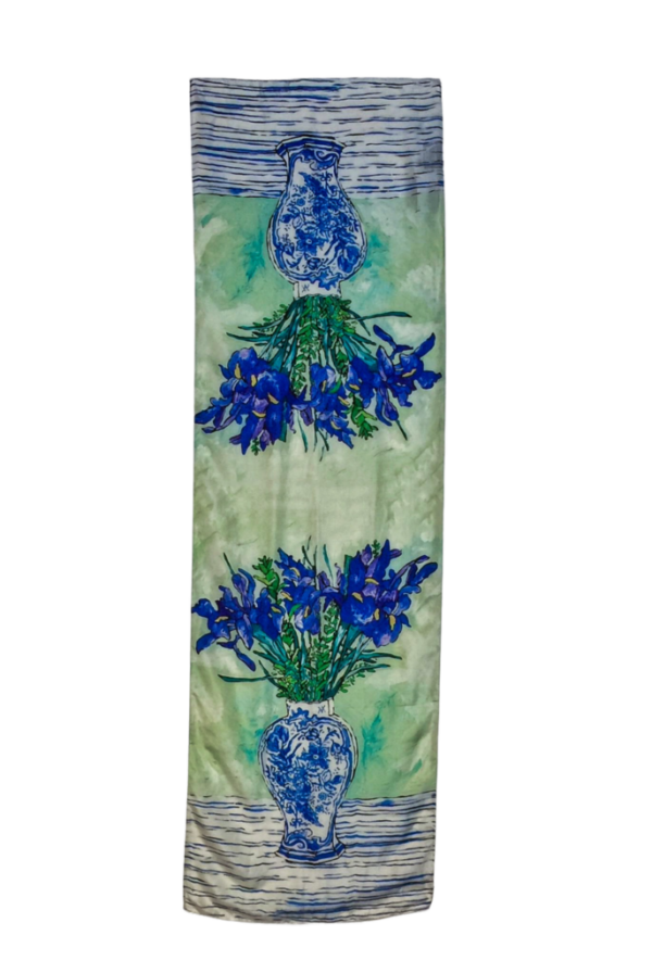 Smalle Otracosa art sjaal van zijde met irissen