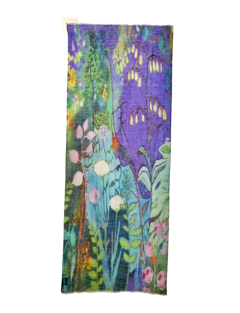 Otracosa shawl van katoen en linnen met paars en blauw