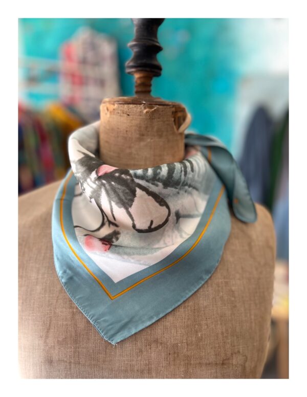 Otracosa shawl van katoen en linnen met paars en blauw