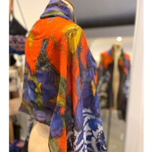 Blauw met rode Otracosa shawl