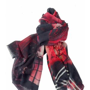 dunne sjaal met rood van wol