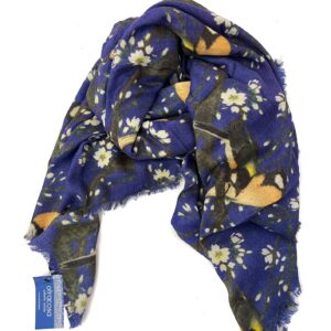 Blauwe Otracosa shawl met zwaluwen