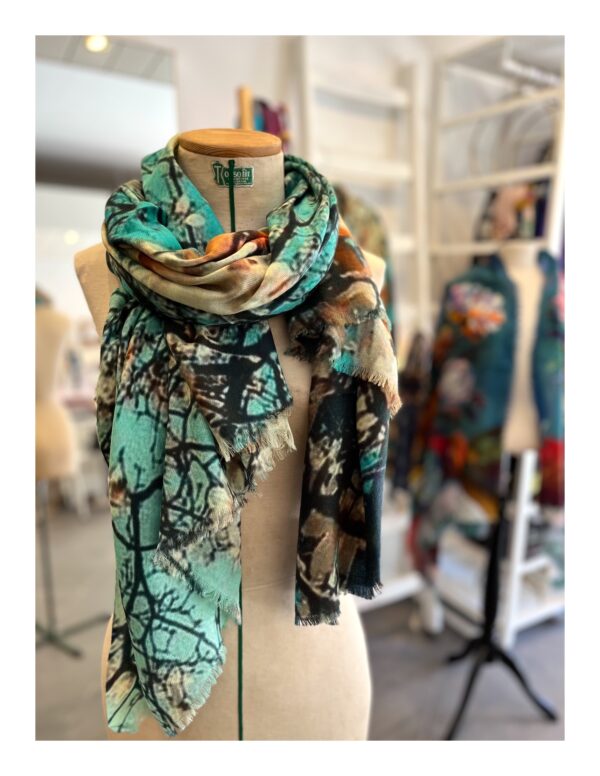 kunst shawl met de amandel bloesem