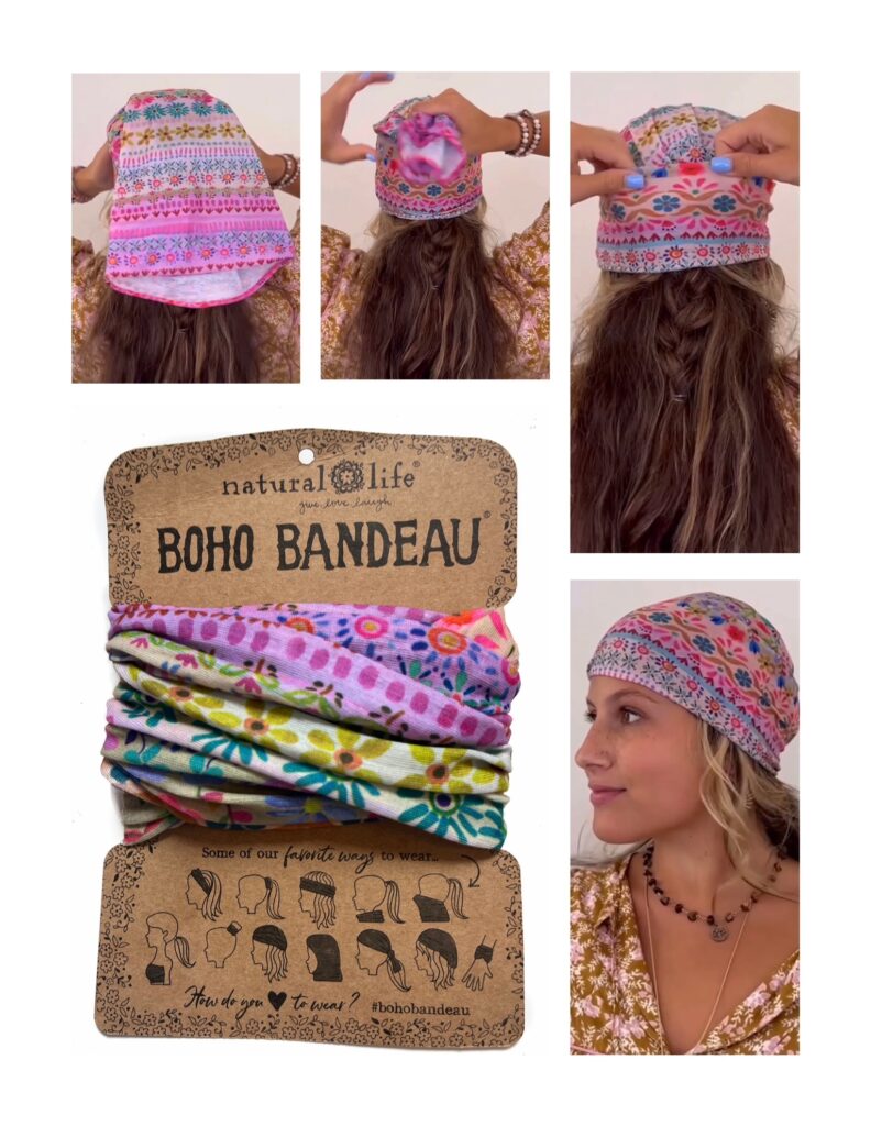 pastel kleurige Boho Bandeau haarband en bandana sjaaltje