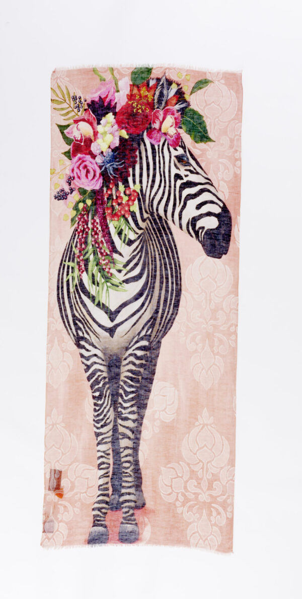 zalm roze Otracosa van katoen en linnen met zebra