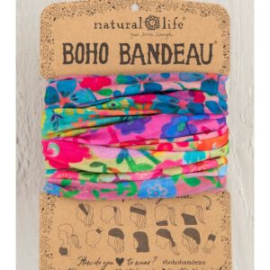 Brede Boho bandeau haarband van Naturasl Life in regenboog stijl met bloemen