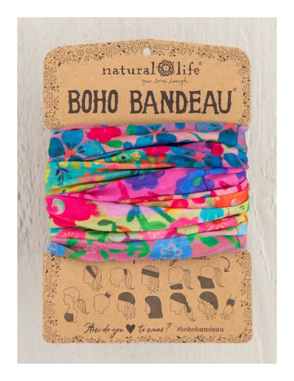 Brede Boho bandeau haarband van Naturasl Life in regenboog stijl met bloemen