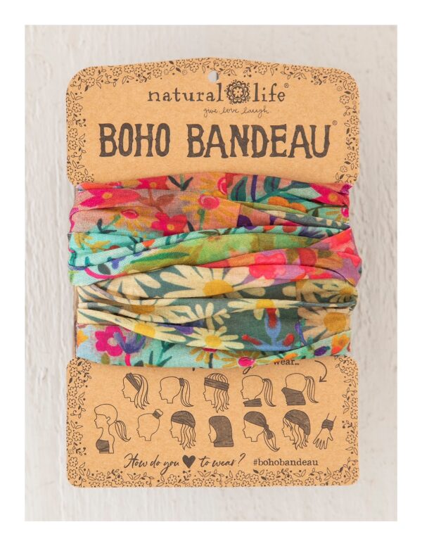 Gekleurde All in one brede Boho Bandeau haarband en tube sjaal van Natural life