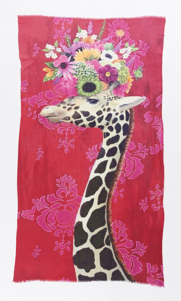 De fuchsia roze Otracosa shawl met giraf