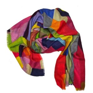 Gekleurde Otracosa shawl van wol en zijde