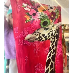 Fuchsia roze Otracosa shawl met giraf