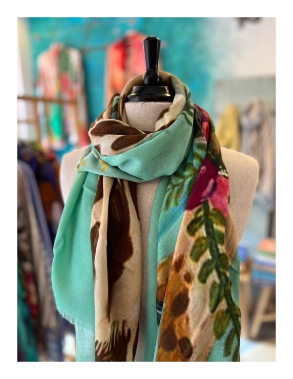 groene Otracosa shawl met giraf