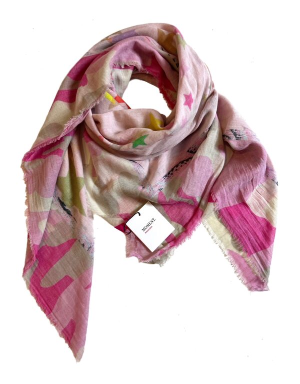 licht roze shawl van Moment Amsterdam van katoen met sterren