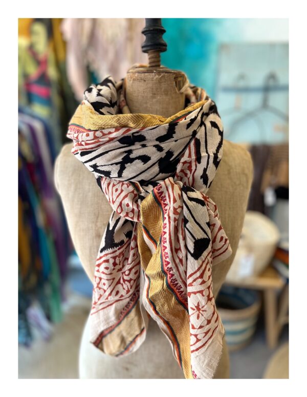 Lichte Bagru block print sjaal van katoen