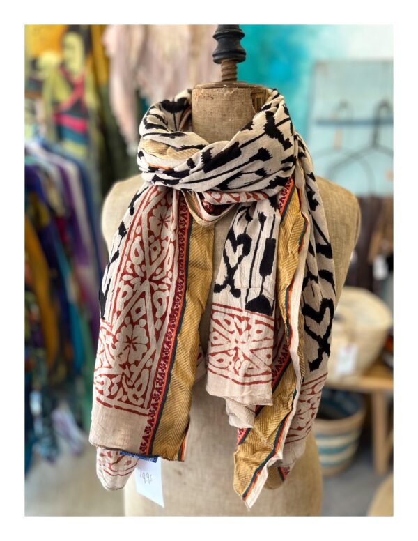 Lichte Bagru block print sjaal van katoen