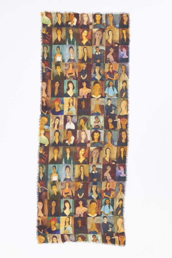 Bruine Otracosa art shawl van Modigliani met vrouwen portretten