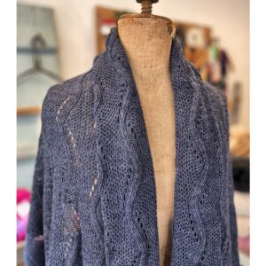 Jeans blauwe gebreide shawl en omslagdoek