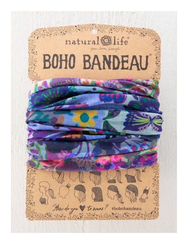 Brede paars blauwe Boho bandeau haarshawl