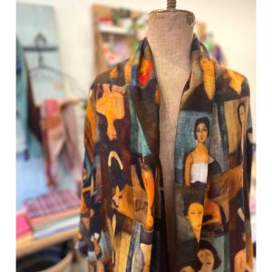 Bruine Otracosa art shawl van Modigliani met vrouwen portretten