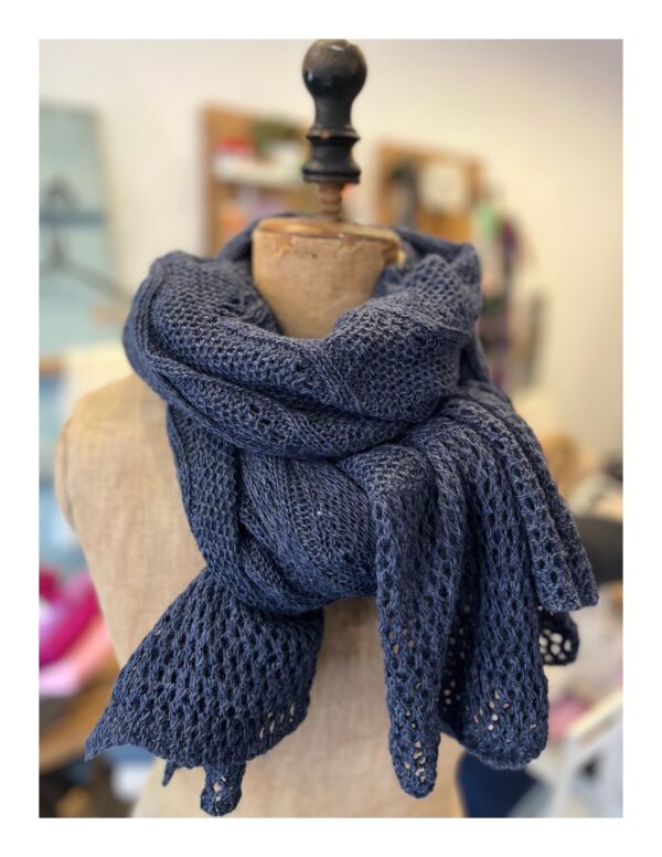 Jeans blauwe gebreide shawl en omslagdoek