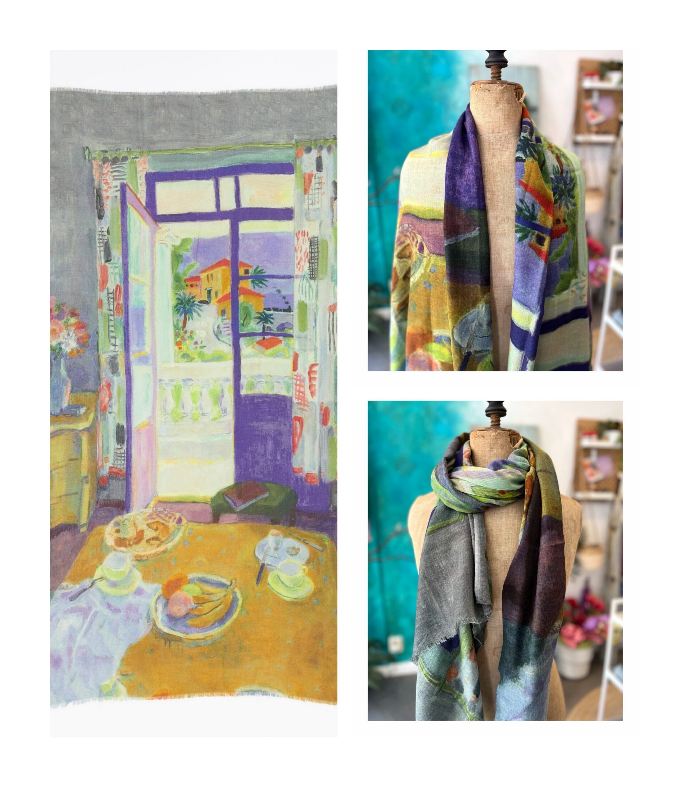 Pastelkleurige otracosa shawl van wol en zijde van Jan Sluijters