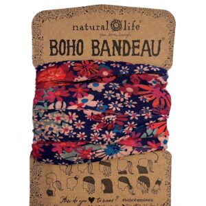 Rode Boho Bandeau haarband en sjaaltje met bloemen