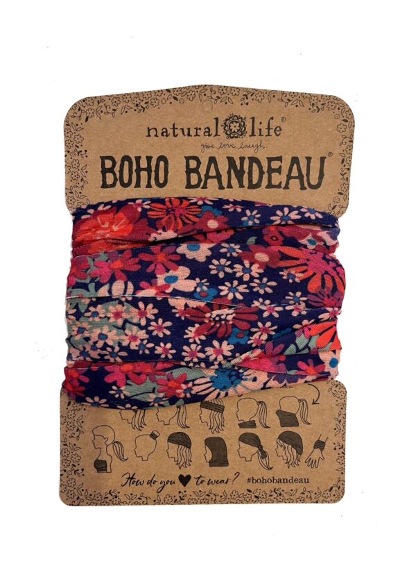 Rode Boho Bandeau haarband en sjaaltje met bloemen