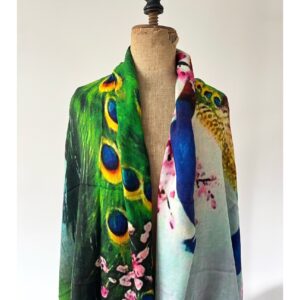 Otracosa stola shawl met pauwen