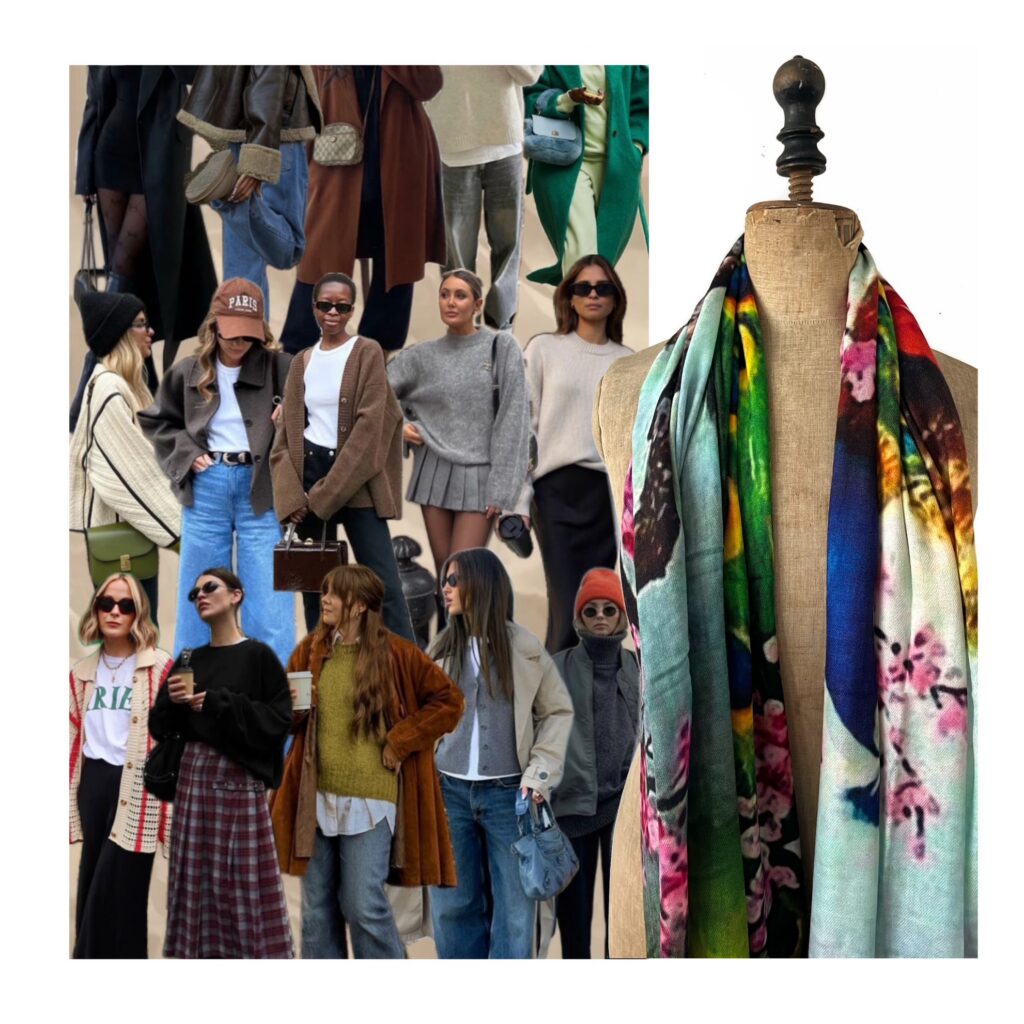 Otracosa stola shawl met pauwen, inspiratie