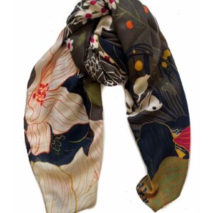 Grijze fancy shawl met bloemen