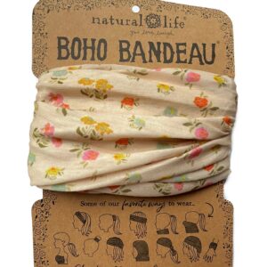 Lichte Boho Bandeau haarband en sjaaltje met roosjes