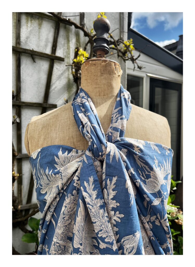 Jeans blauwe pareo shawl van katoen