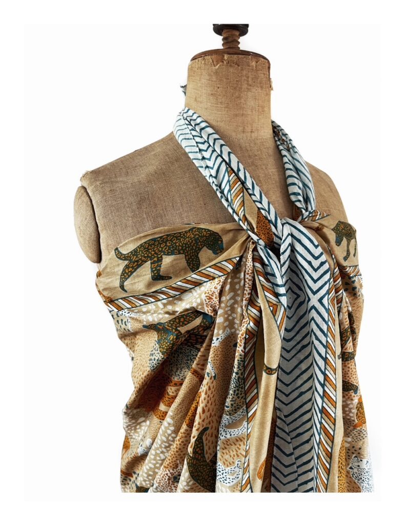 Pareo shawl van katoen met dierenprint