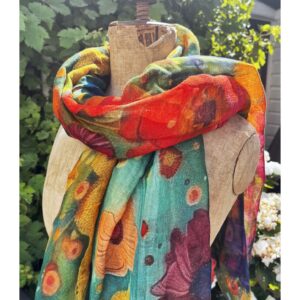 Klimt art shawl linnen - katoen bloemenprint