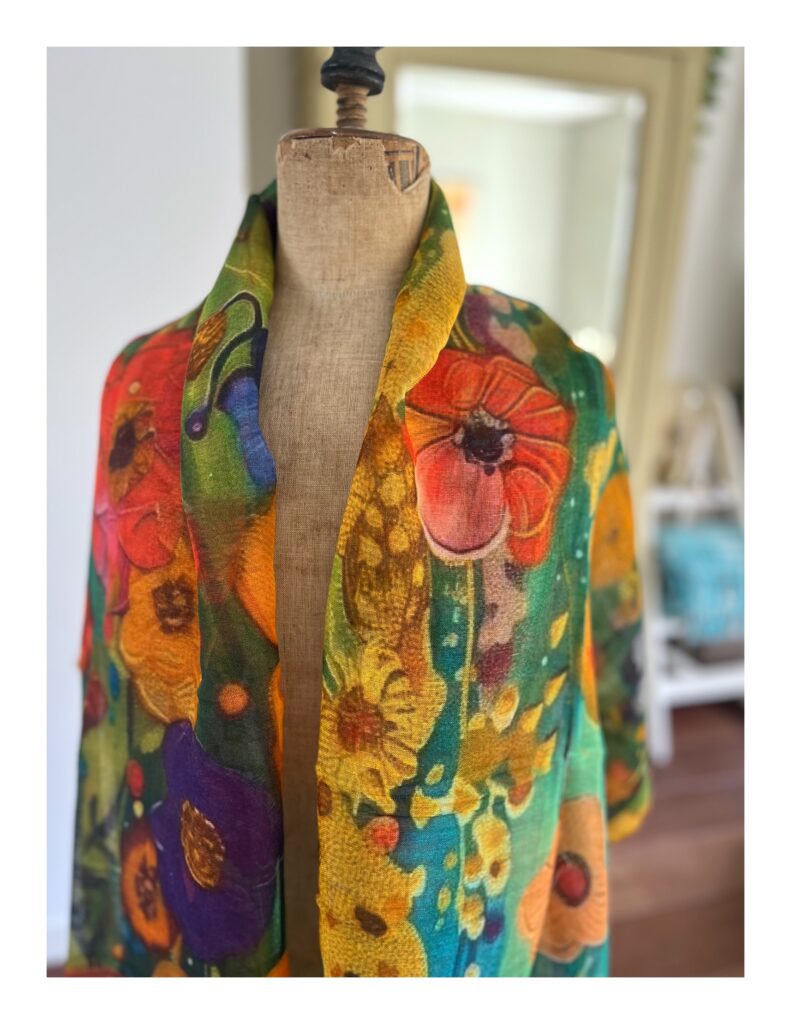 Klimt shawl linnen - katoen bloemenprint