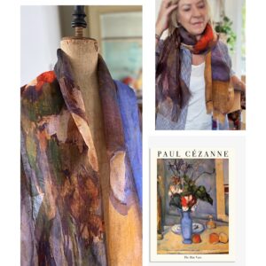 Linnen en katoen art shawl Paul Cézanne 'blauwe vaas'