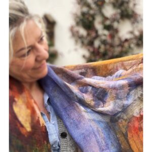 Linnen en katoen art shawl Paul Cézanne 'blauwe vaas'
